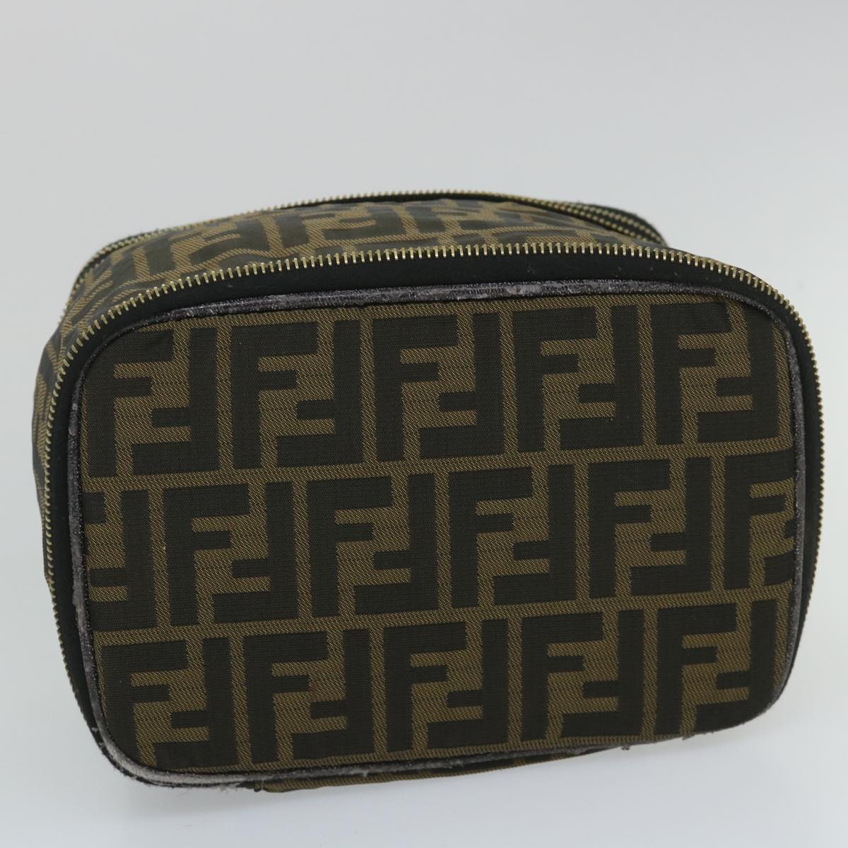 FENDI Zucca Canvas Vanity Cosmetic Pouch Black Brownyb401