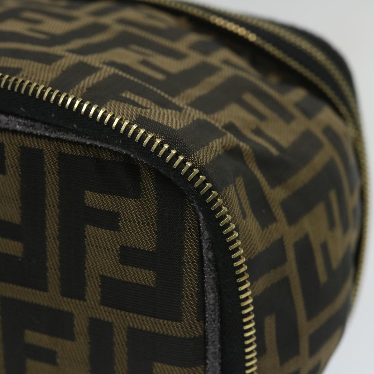 FENDI Zucca Canvas Vanity Cosmetic Pouch Black Brownyb401