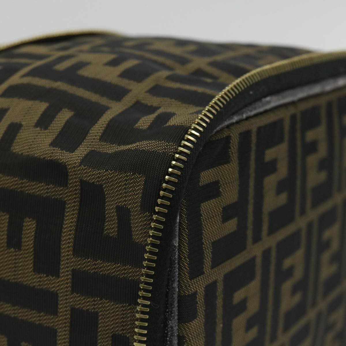 FENDI Zucca Canvas Vanity Cosmetic Pouch Black Brownyb401