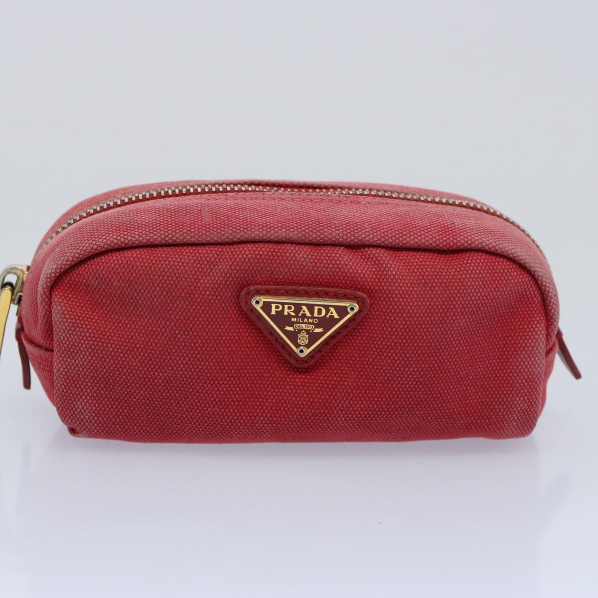 PRADA Wallet Pouch Canvas Leather 2Set Red Pink  yb473