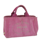 PRADA Canapa PM Hand Bag Canvas Pink  yb475