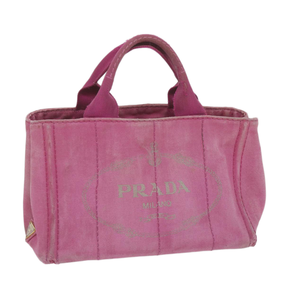 PRADA Canapa PM Hand Bag Canvas Pink  yb475