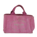 PRADA Canapa PM Hand Bag Canvas Pink  yb475