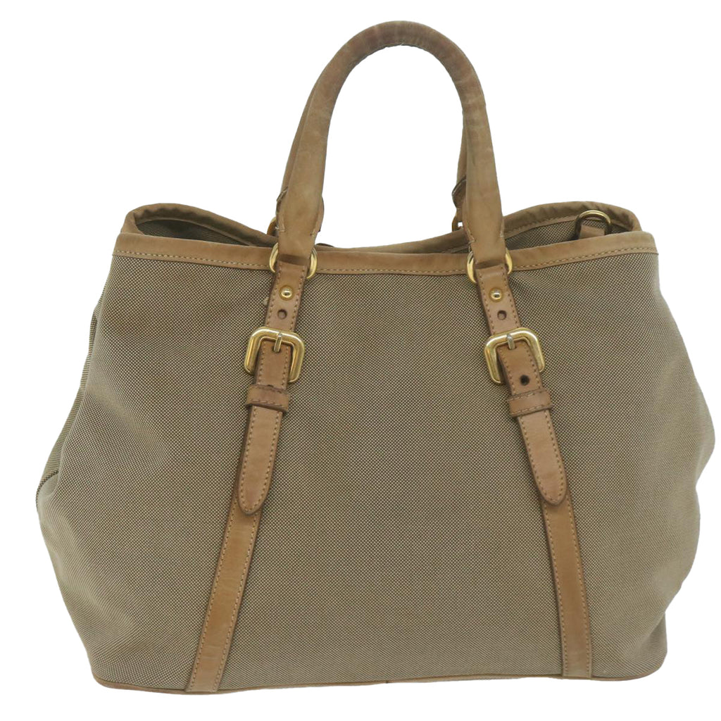 PRADA Hand Bag Canvas 2way Beige  yb499