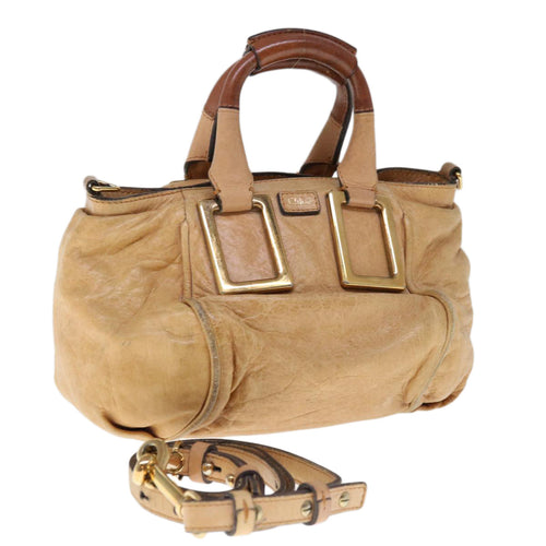 Chloe Etel Shoulder Bag Leather 2way Beige yb501