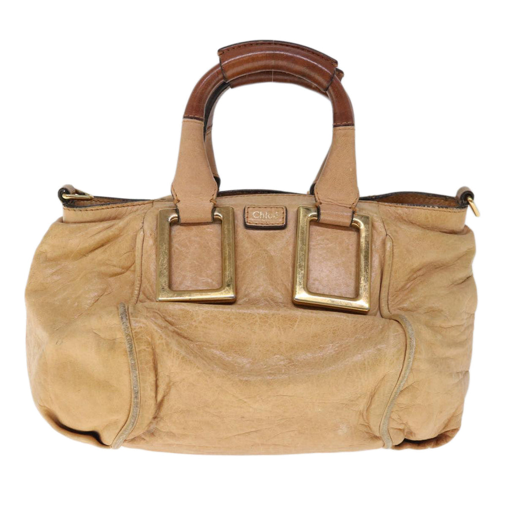 Chloe Etel Shoulder Bag Leather 2way Beige yb501