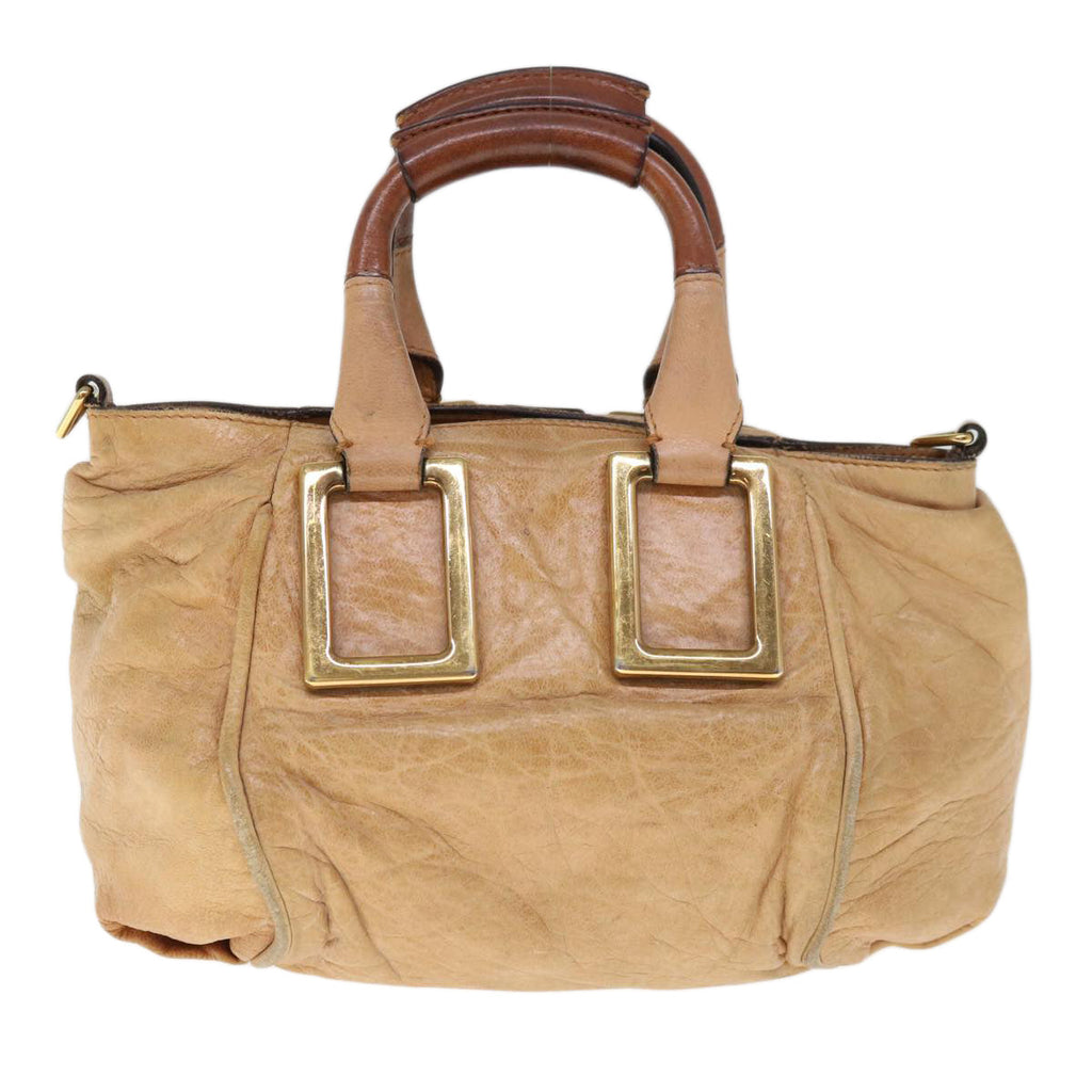 Chloe Etel Shoulder Bag Leather 2way Beige yb501