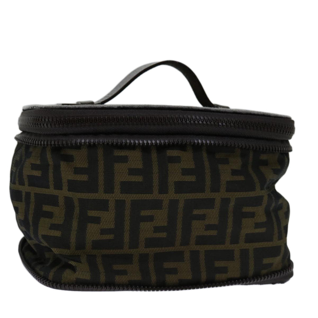 FENDI Zucca Canvas Vanity Hand Bag Brown Blackyb514