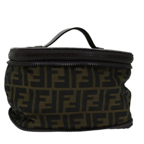 FENDI Zucca Canvas Vanity Hand Bag Brown Blackyb514