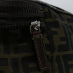 FENDI Zucca Canvas Vanity Hand Bag Brown Blackyb514