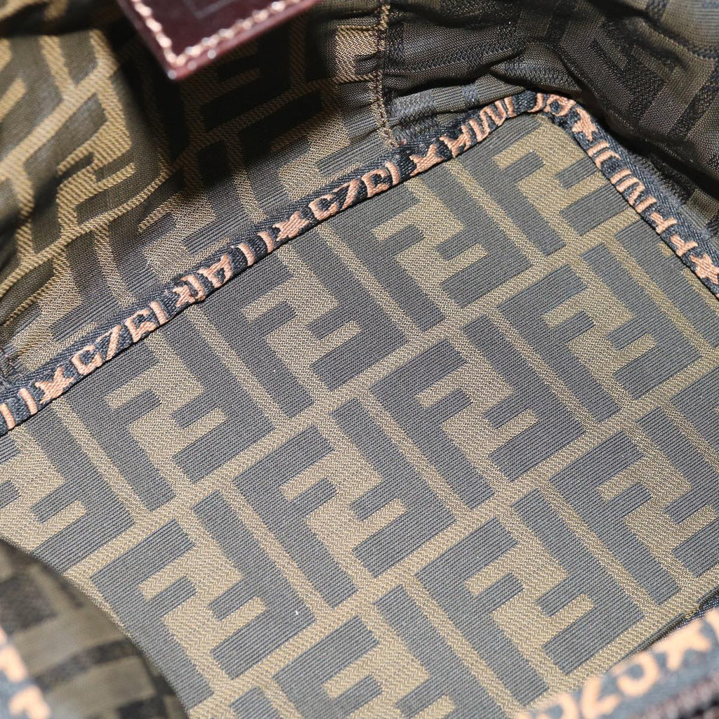 FENDI Zucca Canvas Vanity Hand Bag Brown Blackyb514