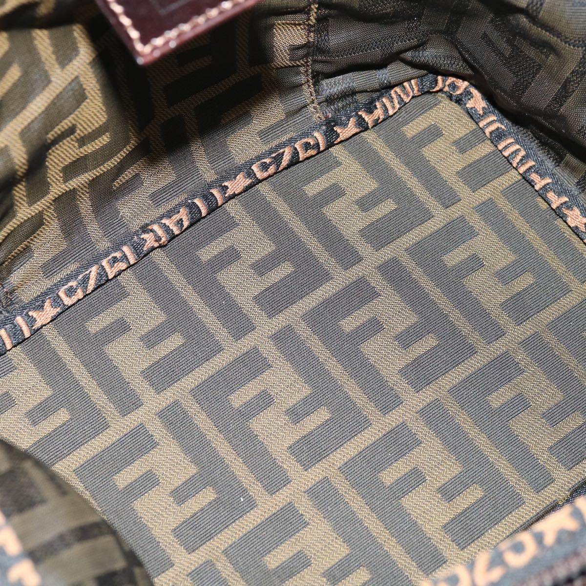 FENDI Zucca Canvas Vanity Hand Bag Brown Blackyb514