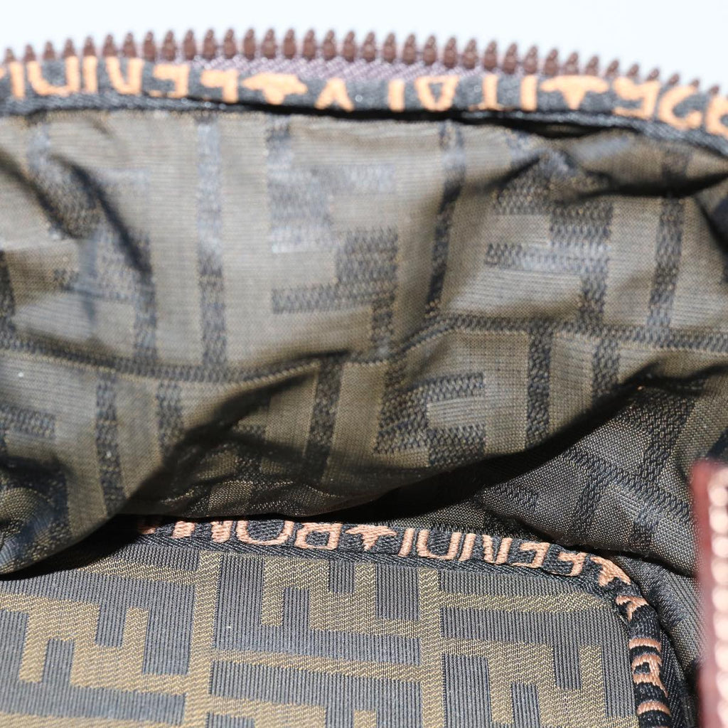 FENDI Zucca Canvas Vanity Hand Bag Brown Blackyb514
