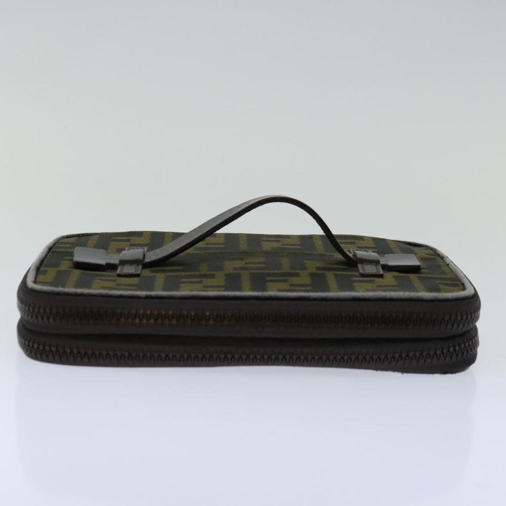 FENDI Zucca Canvas Vanity Hand Bag Brown Blackyb514