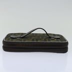 FENDI Zucca Canvas Vanity Hand Bag Brown Blackyb514