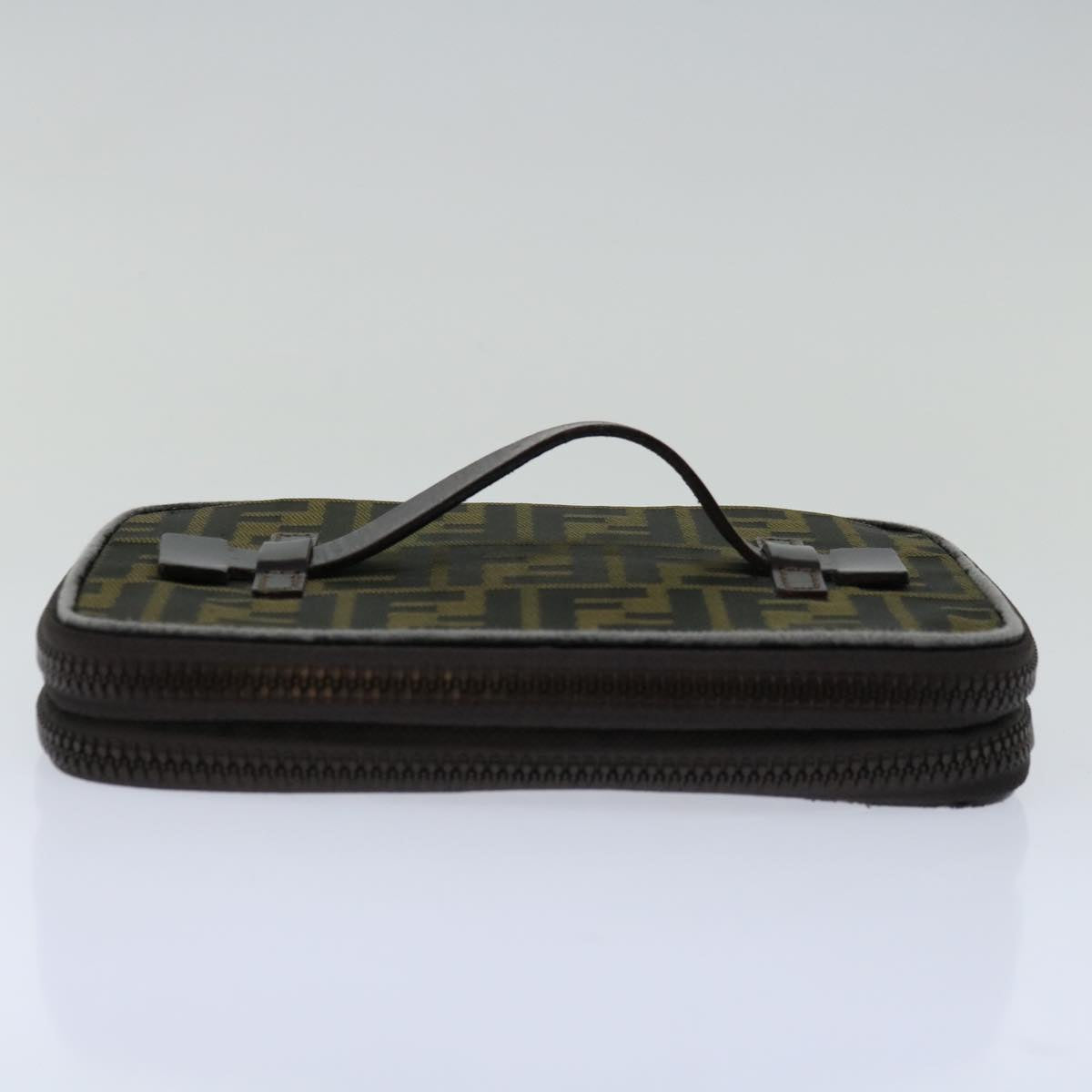 FENDI Zucca Canvas Vanity Hand Bag Brown Blackyb514