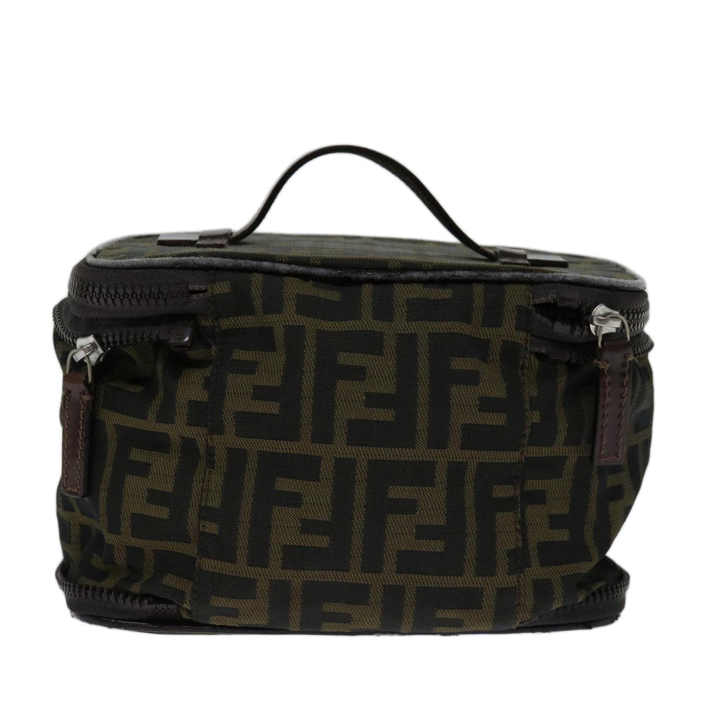 FENDI Zucca Canvas Vanity Hand Bag Brown Blackyb514