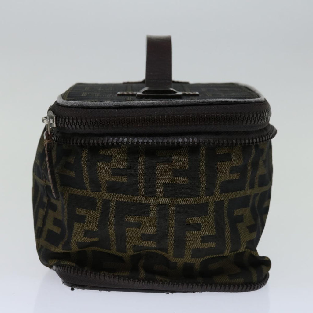 FENDI Zucca Canvas Vanity Hand Bag Brown Blackyb514