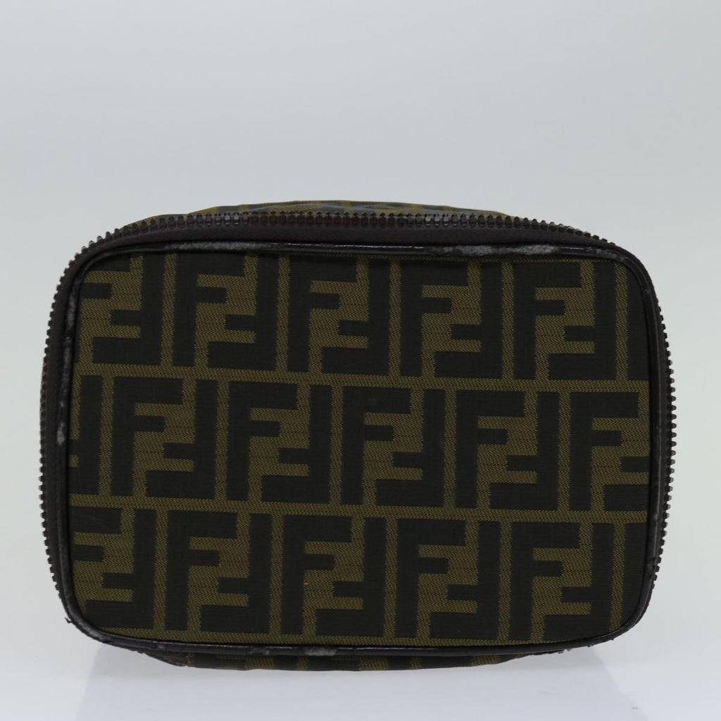 FENDI Zucca Canvas Vanity Hand Bag Brown Blackyb514