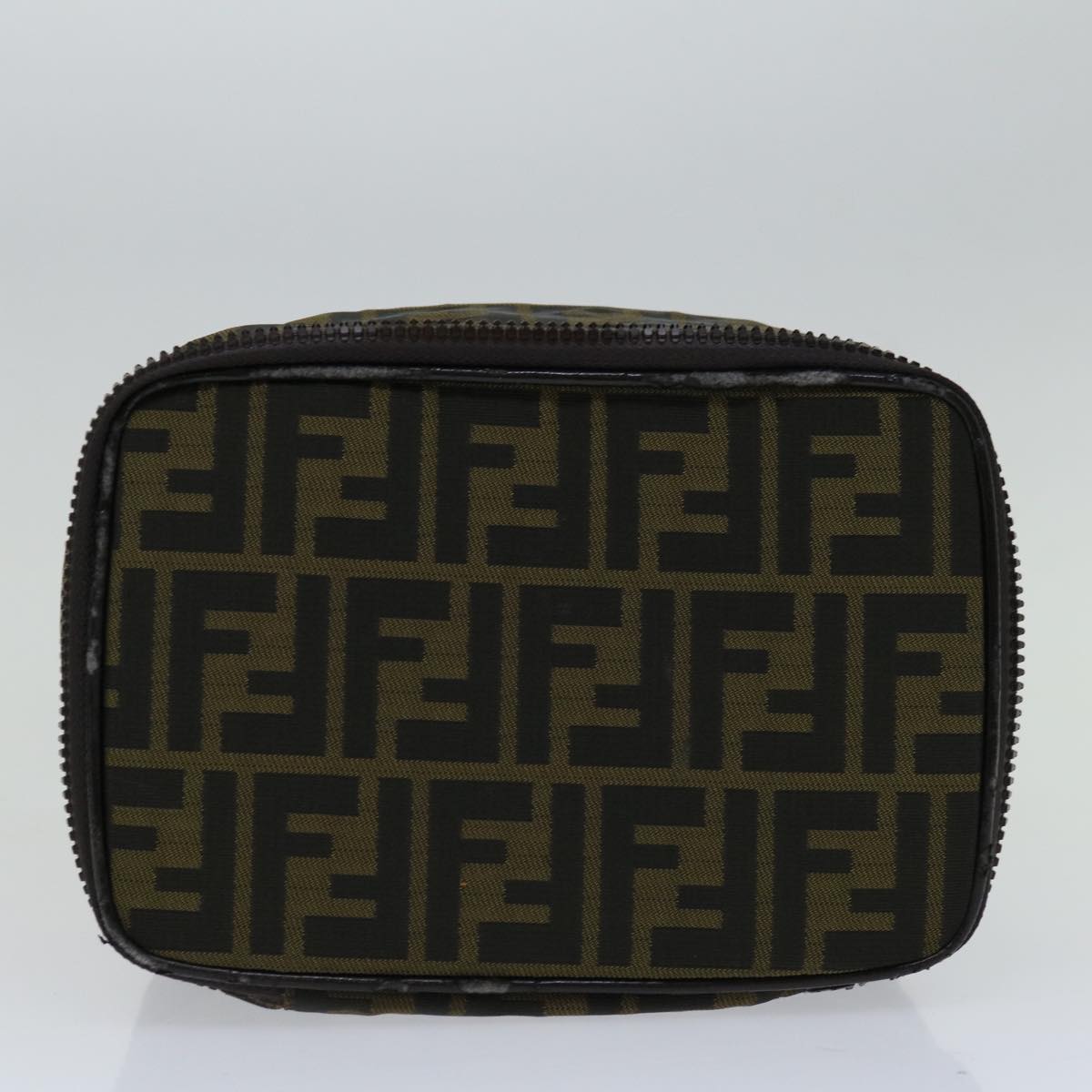FENDI Zucca Canvas Vanity Hand Bag Brown Blackyb514