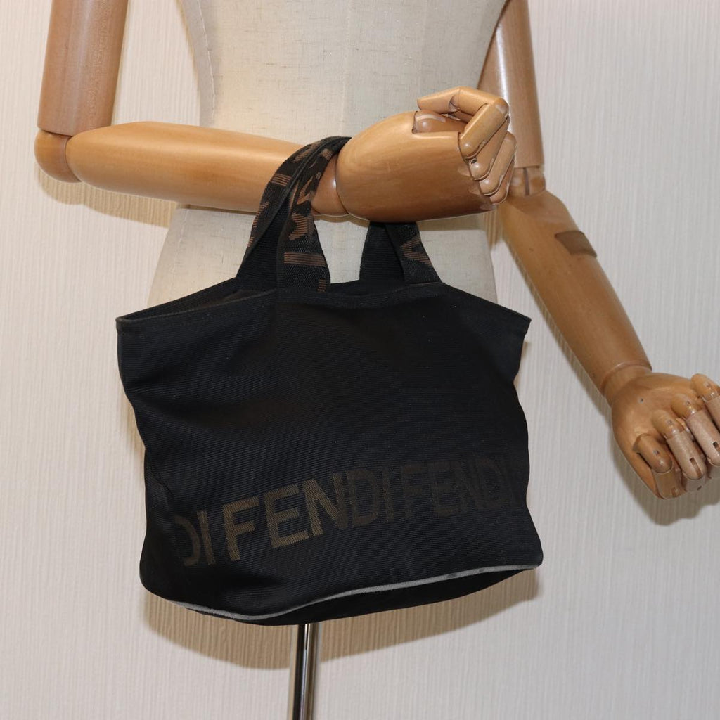 FENDI Hand Bag Canvas Blackyb555