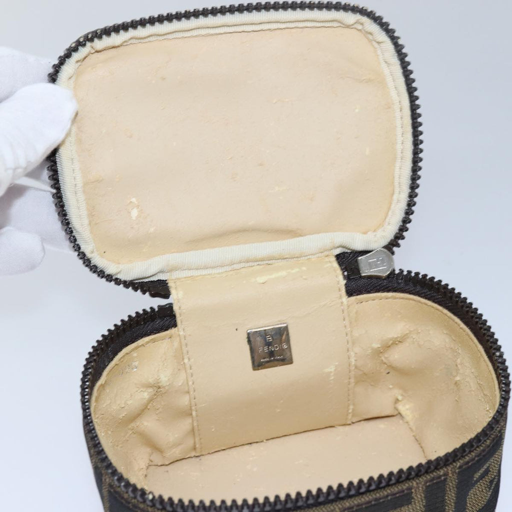 FENDI Zucca Canvas Vanity Pouch Brown Blackyb585