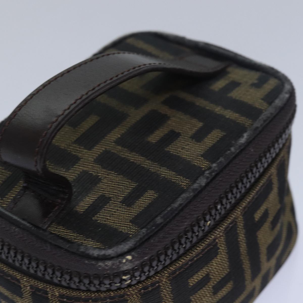 FENDI Zucca Canvas Vanity Pouch Brown Blackyb585