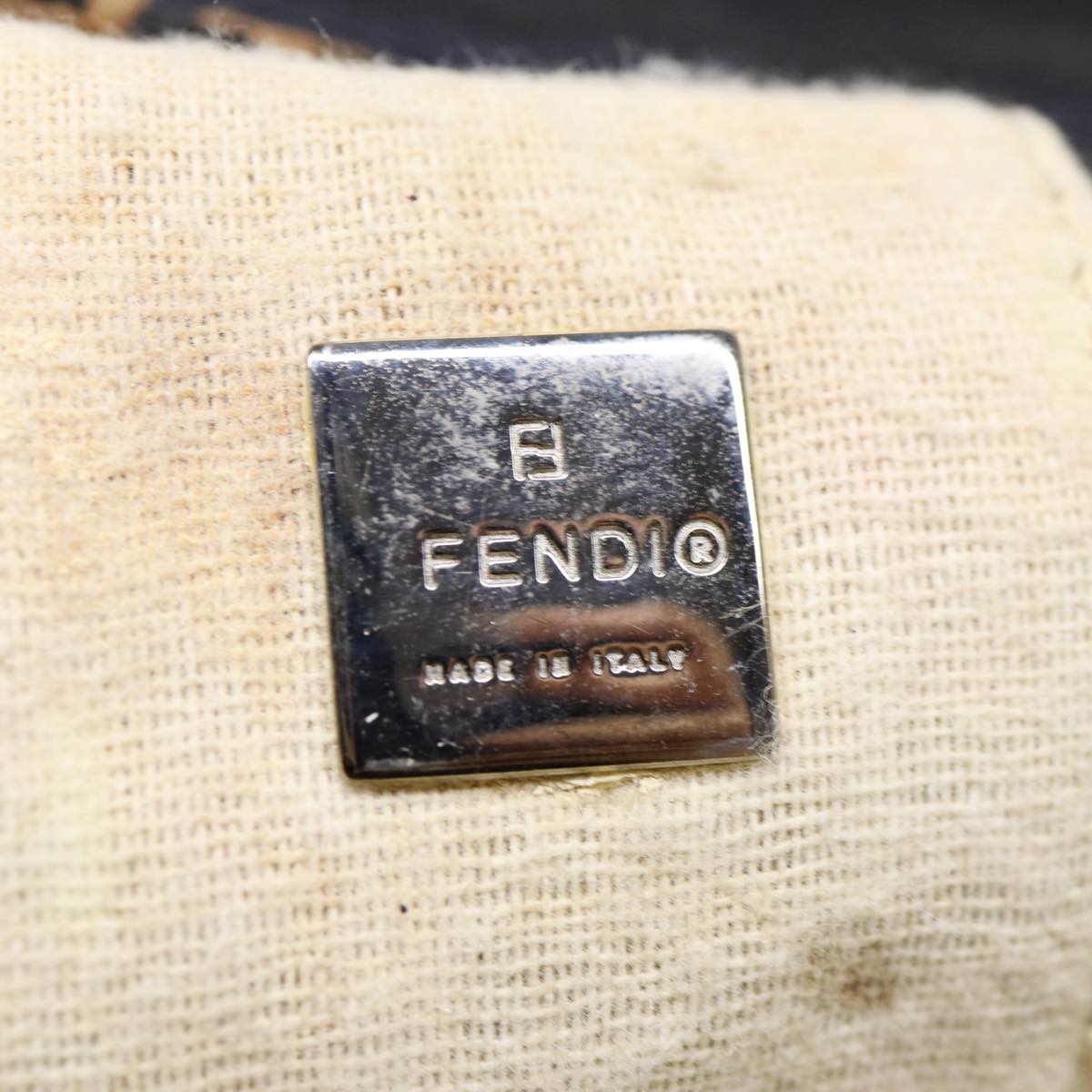 FENDI Hand Bag Canvas Brown Blackyb646