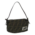 FENDI Zucca Canvas Mamma bucket Shoulder Bag Brown Blackyb648