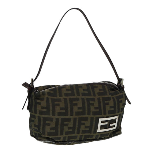 FENDI Zucca Canvas Mamma bucket Shoulder Bag Brown Blackyb648