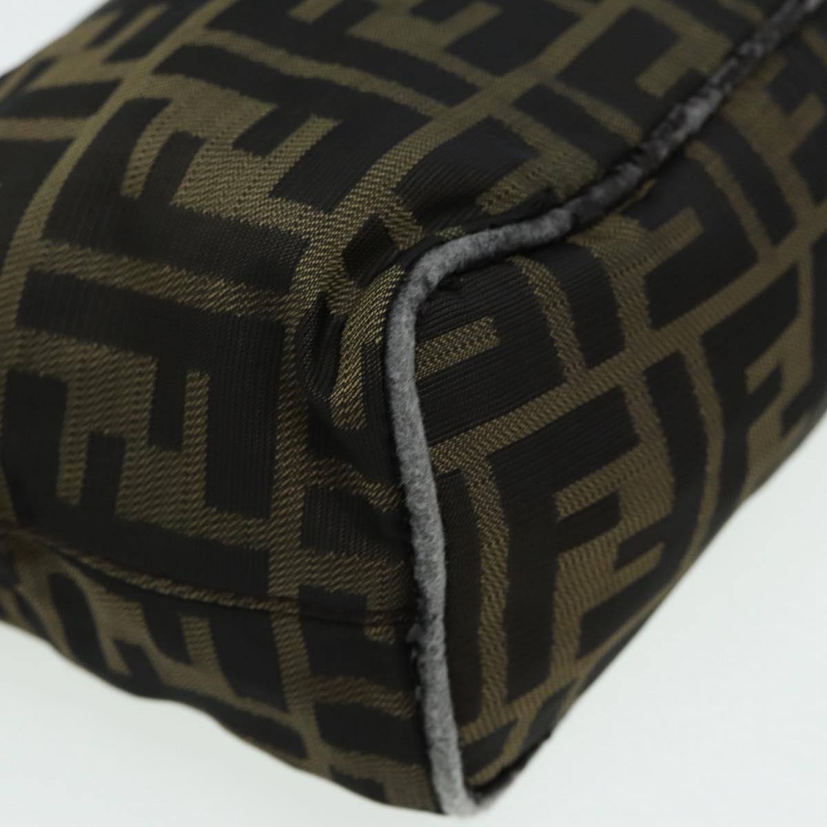 FENDI Zucca Canvas Mamma bucket Shoulder Bag Brown Blackyb648
