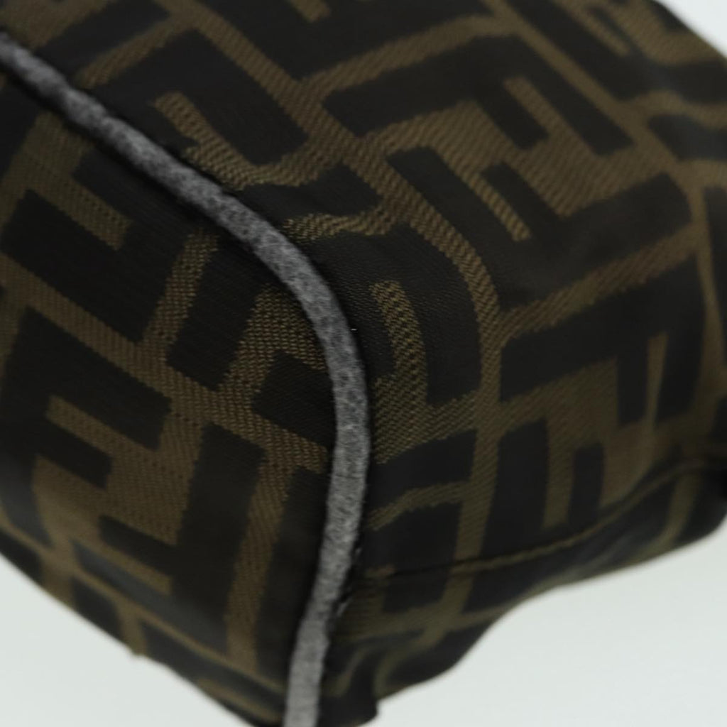 FENDI Zucca Canvas Mamma bucket Shoulder Bag Brown Blackyb648