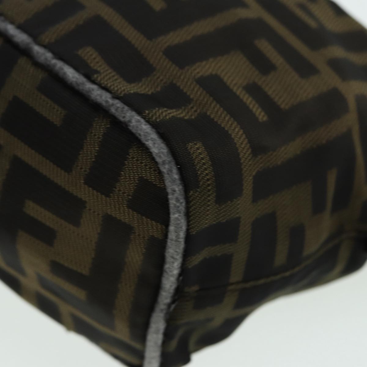 FENDI Zucca Canvas Mamma bucket Shoulder Bag Brown Blackyb648