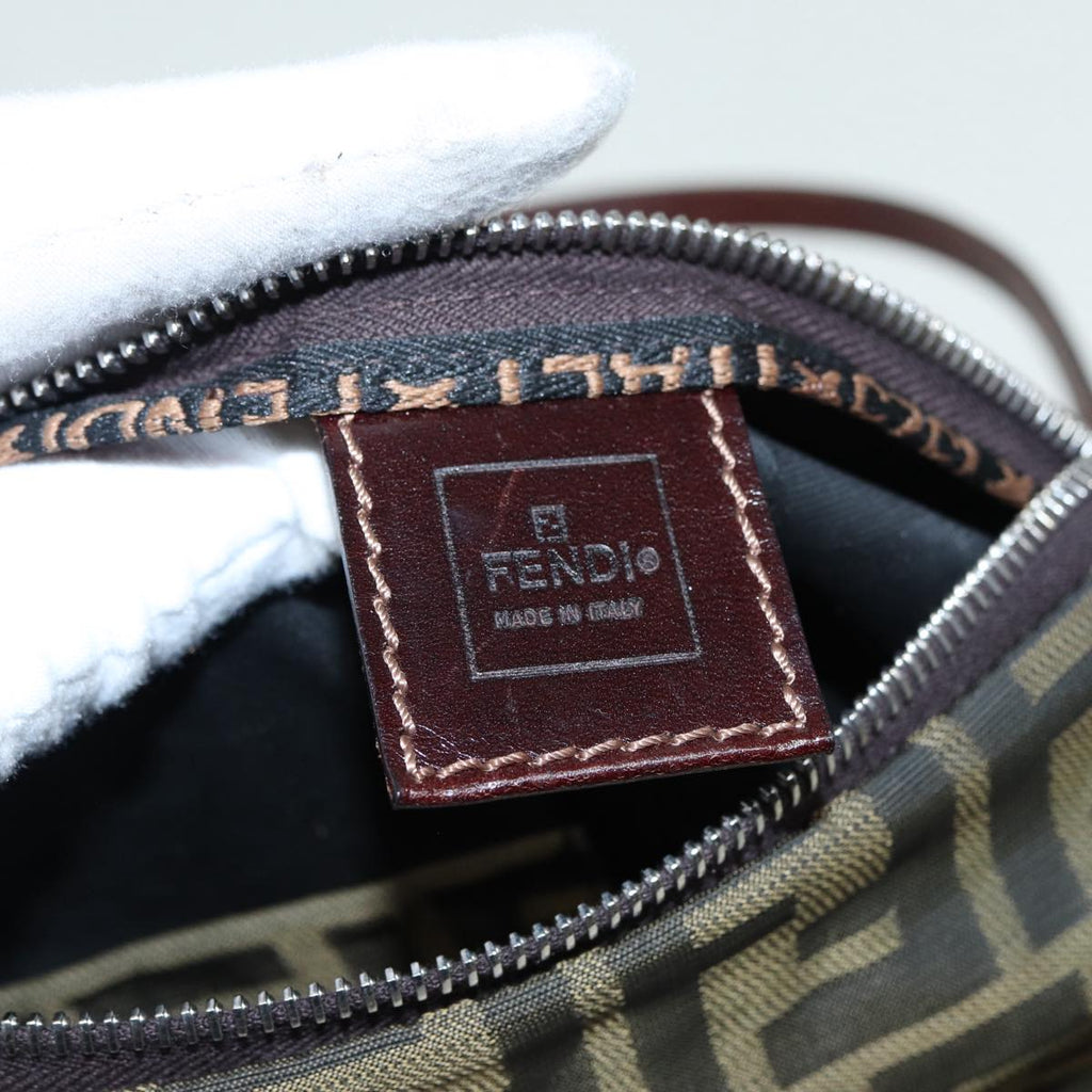 FENDI Zucca Canvas Mamma bucket Shoulder Bag Brown Blackyb648