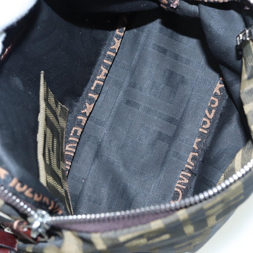 FENDI Zucca Canvas Mamma bucket Shoulder Bag Brown Blackyb648