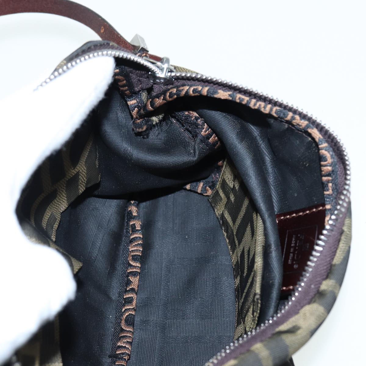 FENDI Zucca Canvas Mamma bucket Shoulder Bag Brown Blackyb648