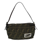 FENDI Zucca Canvas Mamma bucket Shoulder Bag Brown Blackyb648