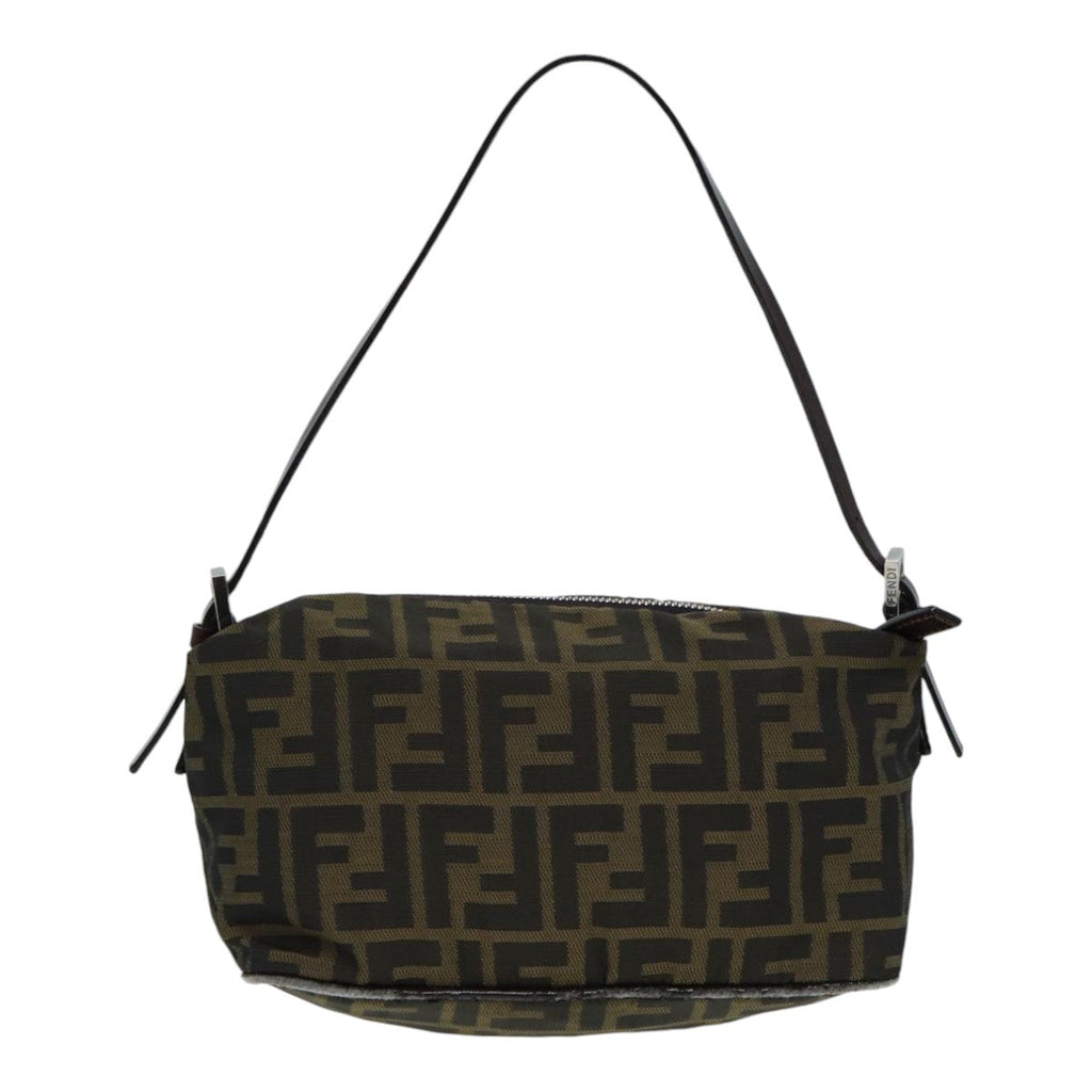 FENDI Zucca Canvas Mamma bucket Shoulder Bag Brown Blackyb648