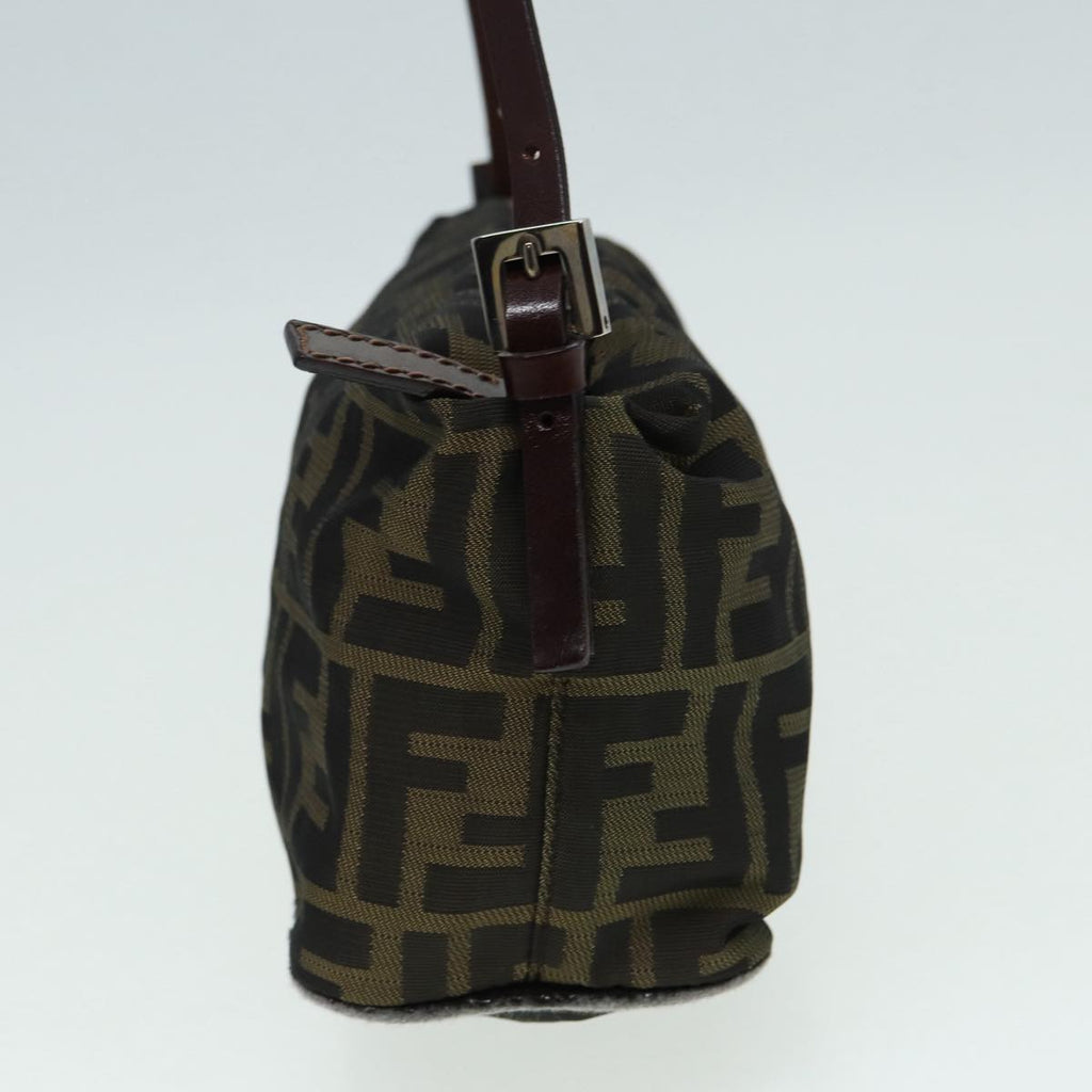 FENDI Zucca Canvas Mamma bucket Shoulder Bag Brown Blackyb648