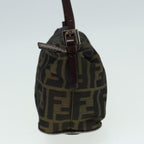 FENDI Zucca Canvas Mamma bucket Shoulder Bag Brown Blackyb648