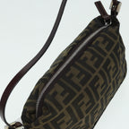 FENDI Zucca Canvas Mamma bucket Shoulder Bag Brown Blackyb648