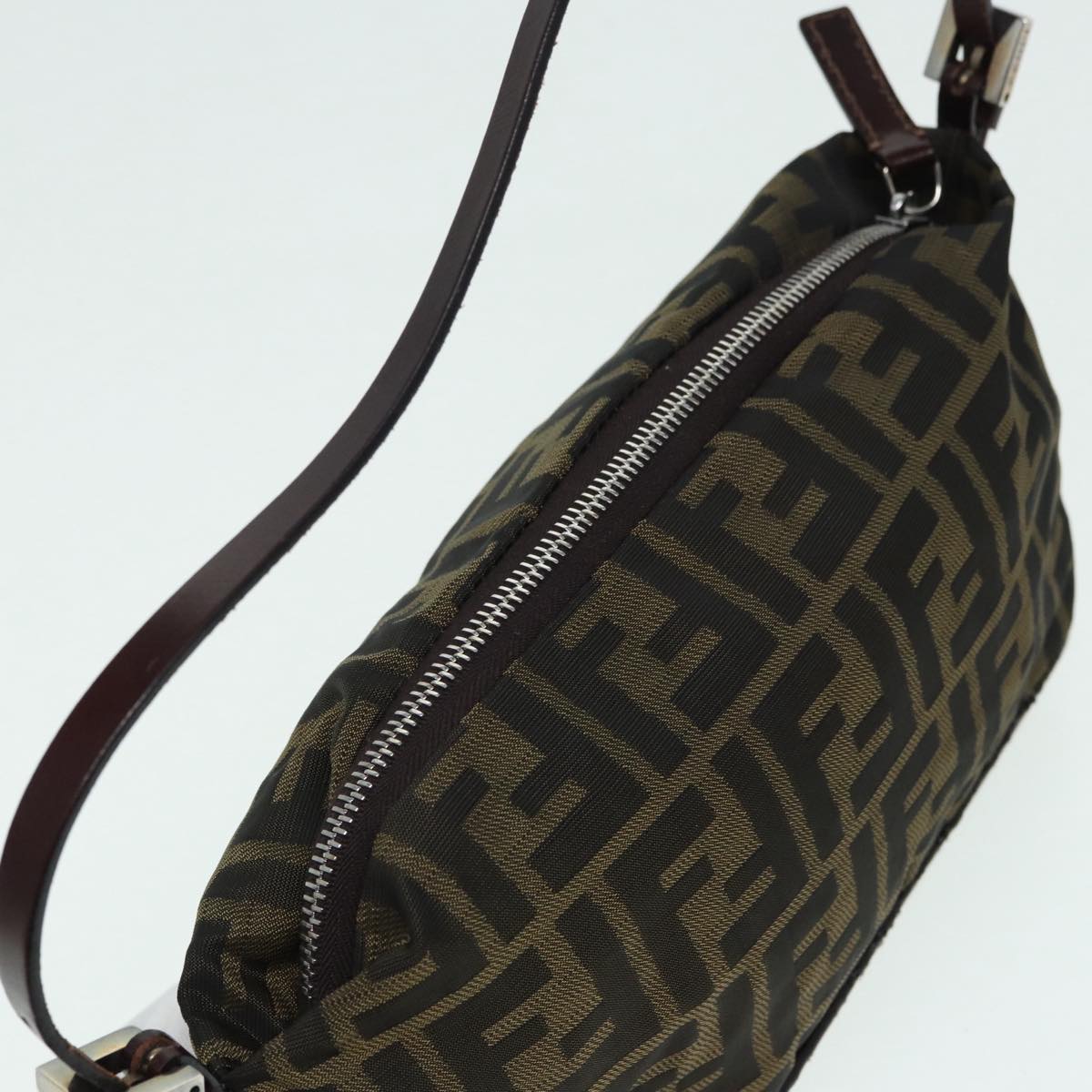 FENDI Zucca Canvas Mamma bucket Shoulder Bag Brown Blackyb648