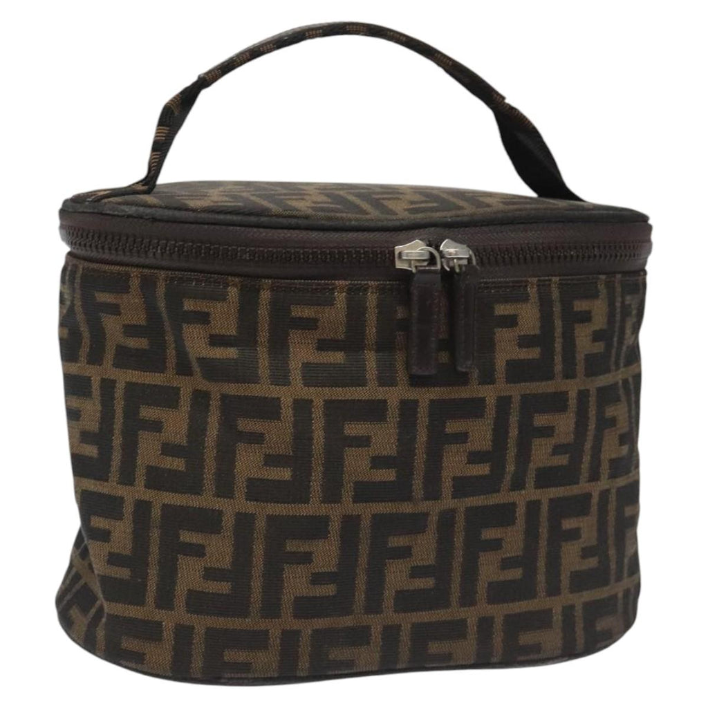 FENDI Zucca Canvas Vanity Hand Bag Brown Blackyb723