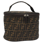 FENDI Zucca Canvas Vanity Hand Bag Brown Blackyb723