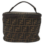 FENDI Zucca Canvas Vanity Hand Bag Brown Blackyb723