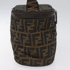 FENDI Zucca Canvas Vanity Hand Bag Brown Blackyb723