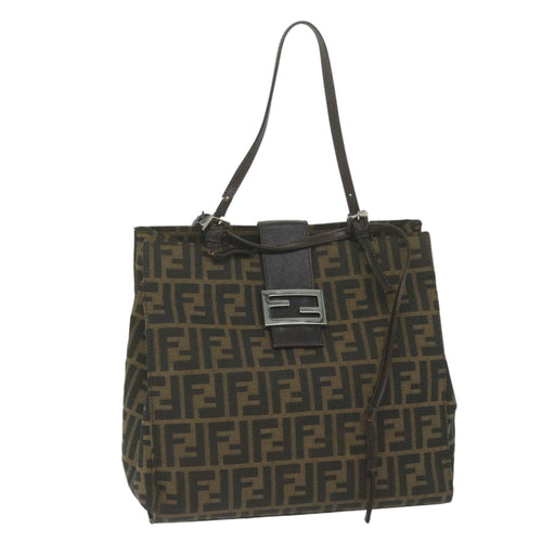 FENDI Zucca Canvas Tote Bag Black Brownyk10059