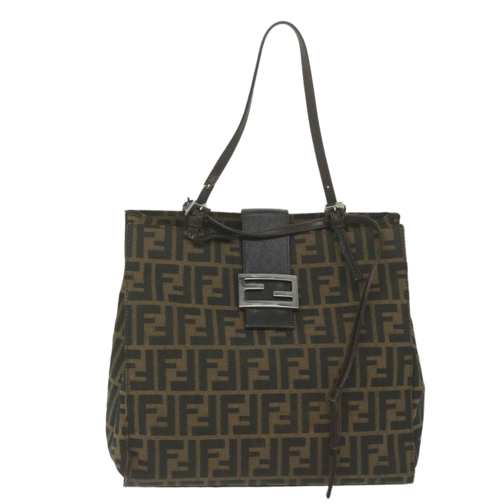 FENDI Zucca Canvas Tote Bag Black Brownyk10059