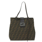 FENDI Zucca Canvas Tote Bag Black Brownyk10059