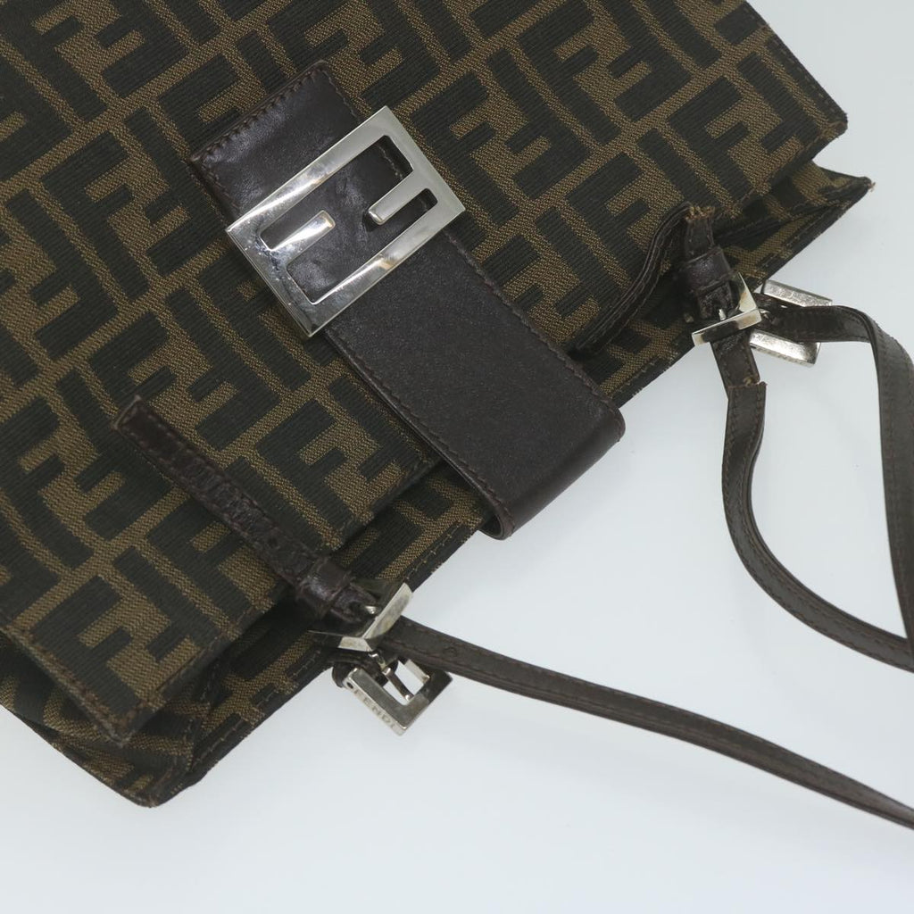 FENDI Zucca Canvas Tote Bag Black Brownyk10059